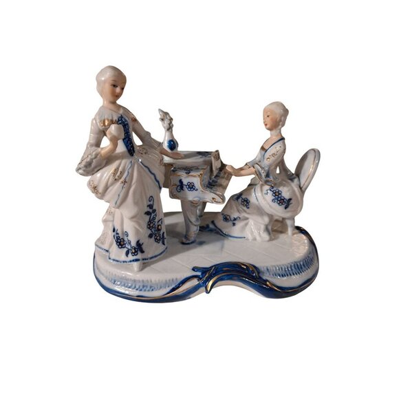 Vintage Victorian Style Woman Playing Piano Porcelain Figurine Made in Japan - Picture 1 of 9